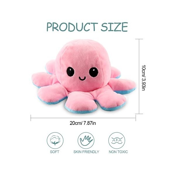 Poulpe Peluche , Peluche Humeur Reversible Mignons, Poupée danimaux en Peluche de Poulpe Doux, Jouets Créatifs pour Enfants 