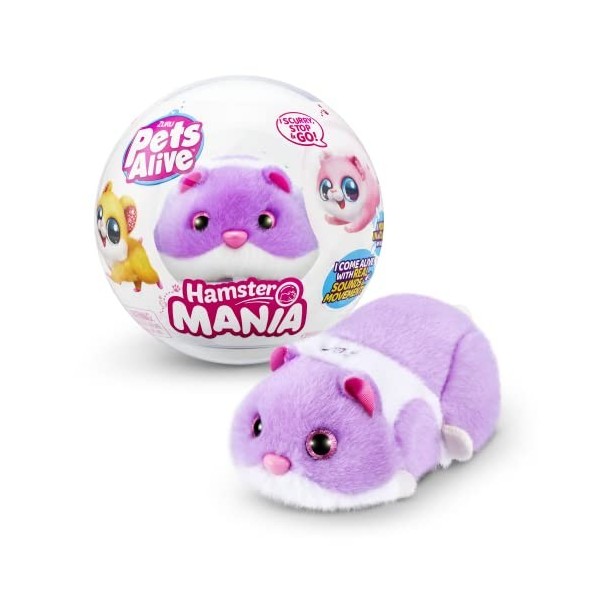 Pets Alive Hamster Mania by ZURU, Purple Hamster, Pet Nurture, Peluche, Real Alive, 20+ Sons interactifs, Animal électronique