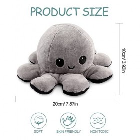 Poulpe Peluche Reversible, Peluche Humeur Reversible, Jouets en Peluche De Poulpe RéVersibles Mignons, Poupée danimaux en Pe