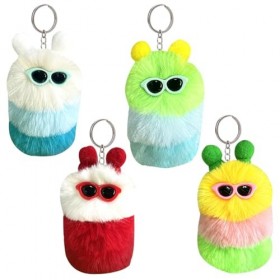Porte-Clés Chenille en Peluche, Caterpillar Key Chain Plush, Voiture En Peluche Porte-Clés pour Femmes Enfants Chaîne de Clé 