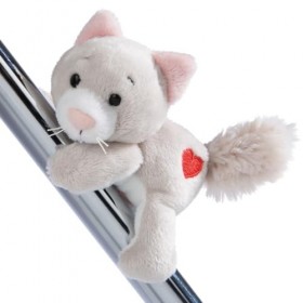 NICI- MagNICI Chat Love 12 cm Gris-Peluche Durable avec Aimant-Animal magnétique pour réfrigérateur, Tableau Noir, élément mé