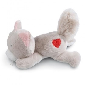NICI- MagNICI Chat Love 12&nbsp;cm Gris-Peluche Durable avec Aimant-Animal magnétique pour réfrigérateur, Tableau Noir, élément mé