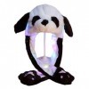 SWEETWU Chapeau lumineux en peluche avec oreilles mobiles Lapin Panda LED Cache-oreilles pour femmes filles Cosplay Fête de N