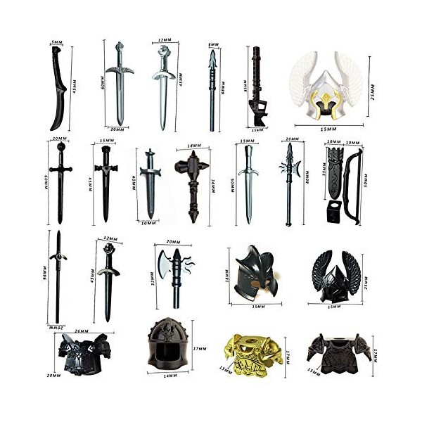 Vengo Lot de 63 casques, gilet de chevalier et armes personnalisées pour figurines de chevalier SWAT Team Police compatible a