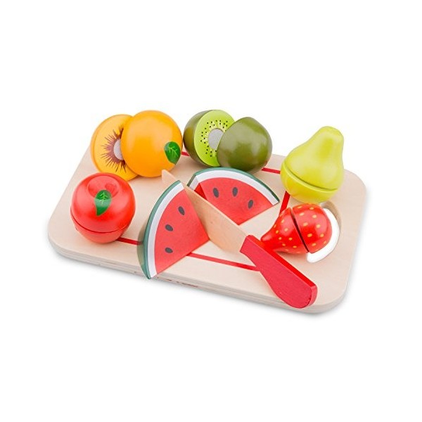 New Classic Toys Ensemble bois pour la coupe Jeu d’Imitation Éducative pour Enfants, 10579, Multicolore, Fruit Board