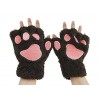 Femme Gants Mignon Mitaines Hiver Motif Patte d’Ours Adorable Gants en Peluche Chaud Joli Gants Demi-doigt Griffe de Chat Jou