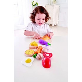 Hape - E3110 - Jeu dImitation en Bois - Cuisine - Aliments à Découper