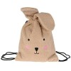 MIJOMA Sac en peluche douillet en polaire douce avec visage brodé et oreilles cousues, Ours marron., Etui 30x14cm