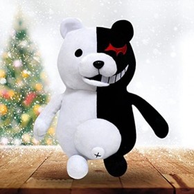 KKPLZZ 25CM Peluche Anime Poupée, Noir Blanc Ours en Peluche Poupée Jeu Figure Peluche Jouet Bande Dessinée Doux Jouets en Pe