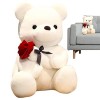 Stalf Ours en peluche Rose étreinte Poupée en peluche Fait à la main Rose artificielle, table Cadeaux pour femmes, Saint Vale