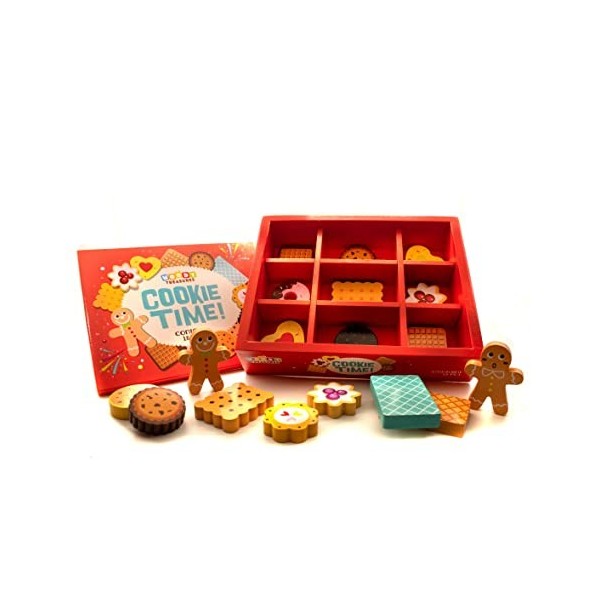 woody treasures Jouets en bois pour enfants – Boîte à jouets en bois pour biscuits – 18 pièces boîtes à gâteau pour enfants –