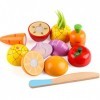 Wondertoys Ensemble de jouets alimentaires en bois pour fruits, légumes, nourriture en bois, jeu de rôle, jouet dapprentissa