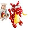 Yideen Peluche Dragon du Nouvel an | Design Floral 2024 Année de la Mascotte du Dragon | Peluche Dragon du Zodiaque Chinois, 