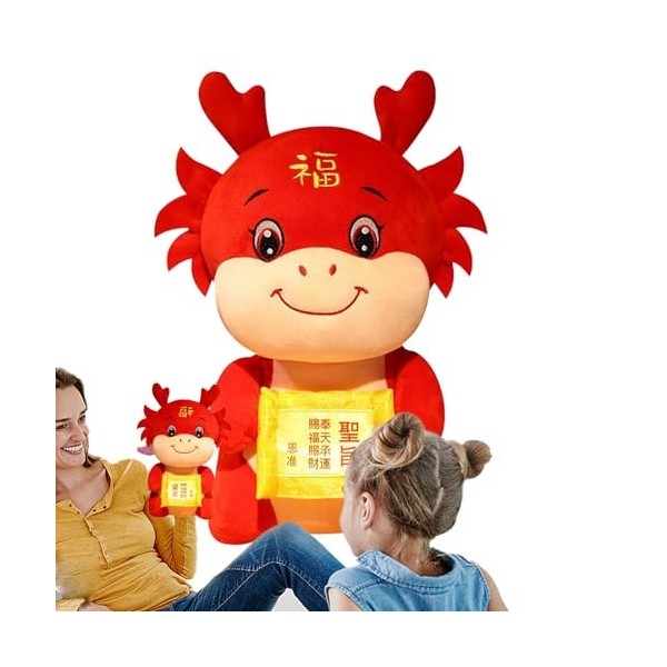 Teeltiao Peluche Dragon du Nouvel an Chinois | Poupée Dragon Animal en Peluche,Oreiller en Peluche Dragon Chinois, Animaux en