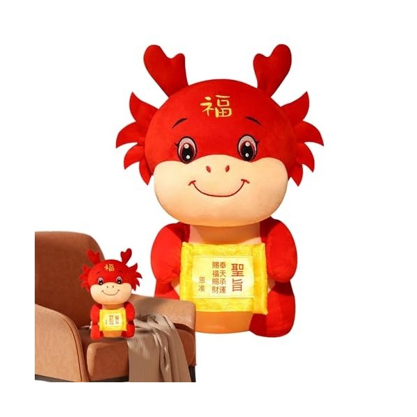 Sirseon Jouet en Peluche Mascotte de l’année du Dragon Mascotte Jouet Dragon Peluche - Oreiller en Peluche Dragon Chinois, An