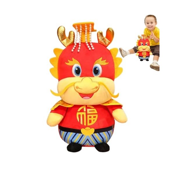 Peluche mascotte dragon chinois - Poupée du Nouvel An en peluche, année du Dragon, jouets en peluche,Poupée du nouvel an, Dra