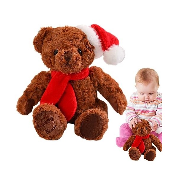 Ours en peluche pour Noël | Ours en peluche en coton PP – Jouets en peluche doux pour enfants – Décoration de festival pour c
