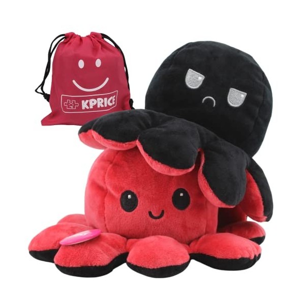 KPRICE® Pieuvre Peluche Réversible 20cm - Poulpe Peluche Mignonne - Octopus Poulpy Emotion - Bi Color - Poulpie Poulpi - Doud