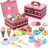 WOODMAM Jouets en Bois pour Le thé 30 pièces de Nourriture pour Princesse Jouets pour Le thé Comprend des Desserts des gâteau