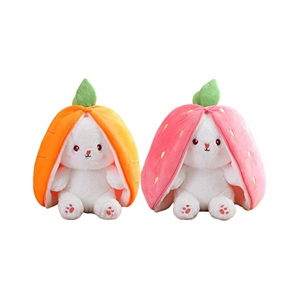 Storaffy Jouets en Peluche Lapin de Pâques,Peluche Lapin de Pâques,Cache-Cache Lapins Peluches,Mignon Carottes et Fraises Lap