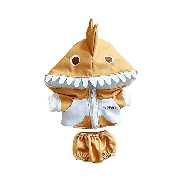 niannyyhouse Costume de dinosaure en peluche 20 cm avec pantalon à capuche et pantalon pour poupée jaune 