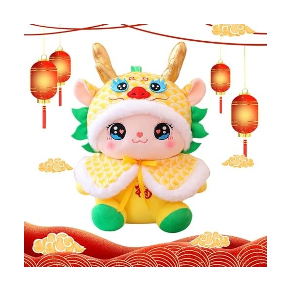 Foway Mascotte en Peluche de l’année du Dragon 2024 - Jouet en Peluche Dragon en Peluche - Décor de Dragon Durable pour Le Ca