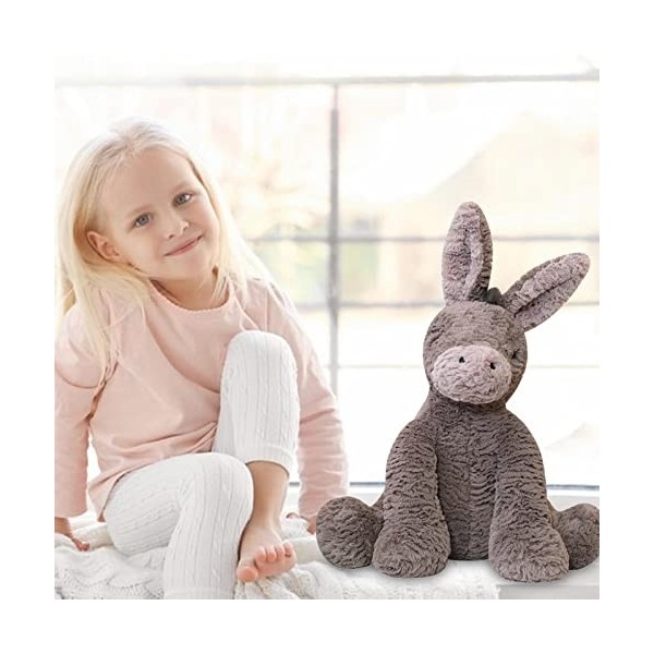 Poupée En Peluche Dâne, Peluche Dâne En Peluche, Peluche Dâne En Peluche, Âne Assis Gris Doux À Câliner, Cadeau Câlin De L