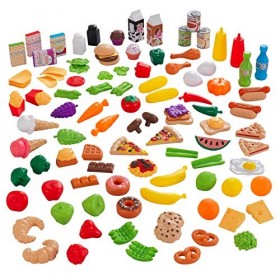 KidKraft 115 Pièces Ensemble de Jouets de Cuisine Tasty Treats, Accessoire pour Dinette, Fruits légumes factices, Accessoires