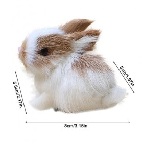 Lot de 4 mini lapins à fourrure réalistes - Décorations de lapin de Pâques - Modèle danimaux de la ferme pour les vacances -