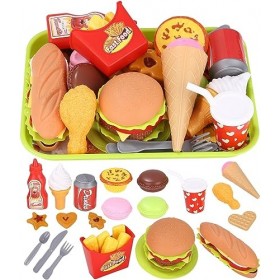 LICHENGTAI Jouets de Miniatures Alimentaires Boissons Mini Aliments,  Dinette Enfant Hamburger Jouet Aliment Cuisine Jeu de Si
