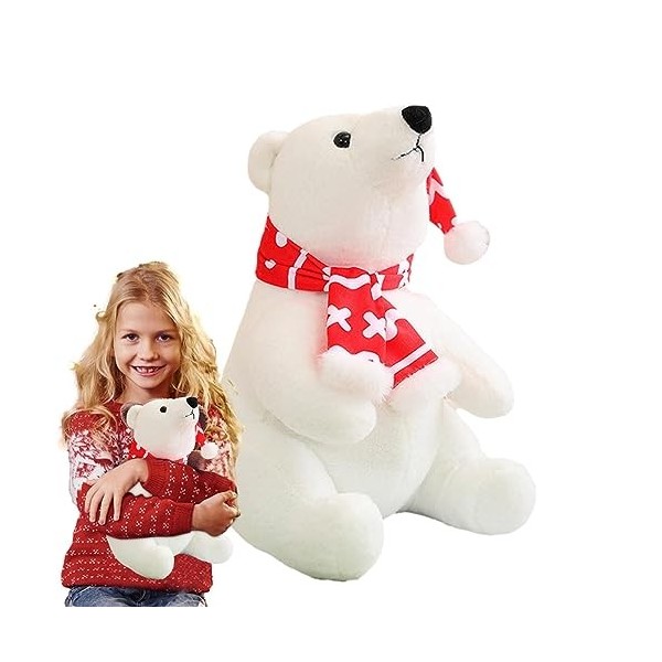 Rurbeder Ours Polaire Blanc - Animal en Noël | Ours Polaire noël en Peluche, Animal en Peluche, Cadeau pour et Adultes, poupé