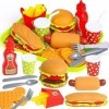 DERAYEE Burger Cuisine Jouets Alimentaires, Jeux de Cuisine de Maison pour Garçons et Filles, Frites Pizza-Enfants Jeu dImit