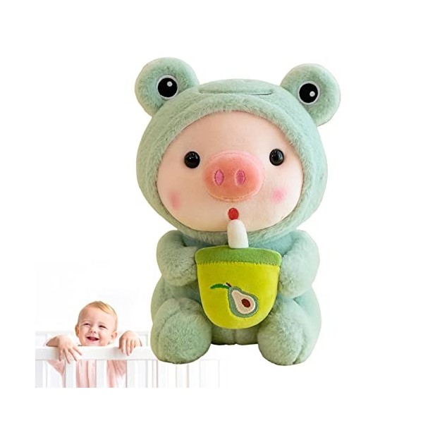 Pig Milk Tea Peluche Big Boba Plushie Expression vive Bubble Tea Piggy Peluche douce confortable grenouilles tigre lapin lico