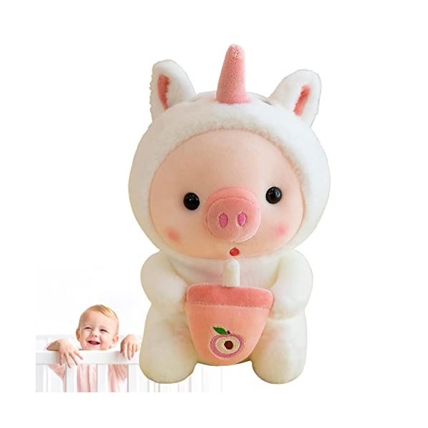 Pig Milk Tea Peluche Big Boba Plushie Expression vive Bubble Tea Piggy Peluche douce confortable grenouilles tigre lapin lico