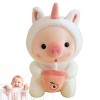 Pig Milk Tea Peluche Big Boba Plushie Expression vive Bubble Tea Piggy Peluche douce confortable grenouilles tigre lapin lico