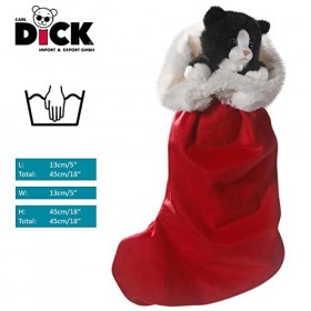 Carl Dick Peluche Chat Peluche Noir-Blanc dans la Chaussette de Noël, 45cm 2810003