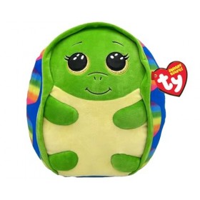 Ty Squishy Beanies – Shruggie la Tortue Arc-en-Ciel – Coussin en Peluche Doux avec Yeux Jaunes Scintillants – Idée Cadeau pou
