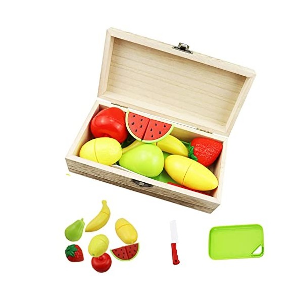 GIGIIS 23 Pièces de Jouets en Plastique pour Fruits et Légumes avec Planche à Découper - Jouet dAliments pour Enfants avec B