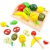 Accessoires de cuisine pour enfants en bois, accessoires de cuisine de jeu en bois, fruits, légumes et viande, simulation de 