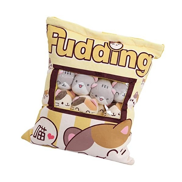 Tebinzi Mignon Snack Oreiller Animaux en Peluche, Jouets Pudding Décoratif Amovible Poupées Creative Jouet Cadeaux, Oreiller 