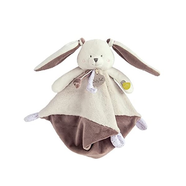 BABY NAT - Doudou Lapin Mouchoir - Bleu - Existe en 3 Coloris - Idée Cadeau Naissance - Doudou Lapin Souple pour Bébé - Faci