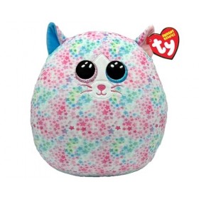 Ty Squishy Beanies - Emma à étoiles Multicolores - Coussin en Peluche Doux avec Yeux pailletés - Idée Cadeau pour Petits et G