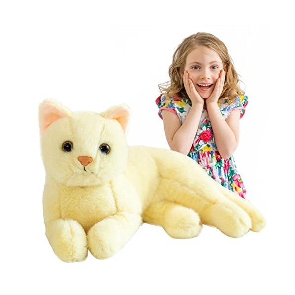 LINGJIONG Jouet en Chat, Jouet Chaton en Fausse Peluche Réaliste Doux Peluche Chaton Oreiller Jouet Décoration La Maison Comp