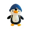 LAARNT 23cm Bleu Peluche Animal Pingouin Jouet en Peluche, Oreiller Câlin Doudou Pingouin avec Sac à Dos Et Chapeau, Mignon P