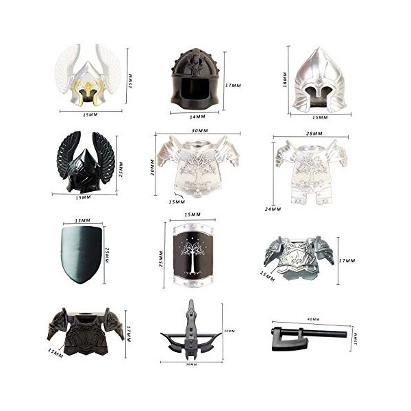 SENG Lot de 82 casques, armure de chevalier et armure personnalisée pour mini figurines de chevalier SWAT Team Police Compati