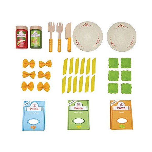 Hape Pasta Set , Chef’s Wooden, Paper and Felt Pretend Play Pasta Cooking Set