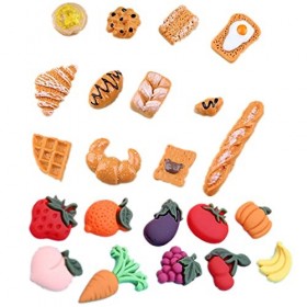 XHBTS 22 Pcs Miniature Alimentaire Boissons Jouet Résine Mixte Pizza Hamburger Frites Vin Fruits Légumes Décoration pour Adul