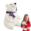 30CM Ours Polaire en Peluche, Jouet en Peluche Ours Polaire Réaliste, Peluche Jouet Ours Polaire de Noël avec écharpe, Oreill