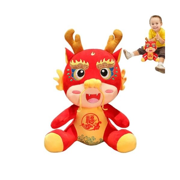 Vllold Peluche Dragon Chinois | Dessin animé Animaux en Peluche Jouets Zodiaque Mascotte Pendentif poupée,Jouets danimaux en