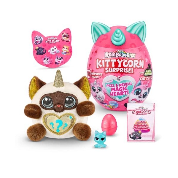 Rainbocorns Kittycorn Surprise, Chat Chinchilla, 10 Surprises, Animal en Peluche câlin, Chat Chinchilla 